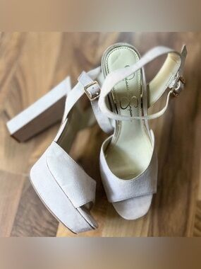 Jessica Simpson Light Cream Suede Platform Heels